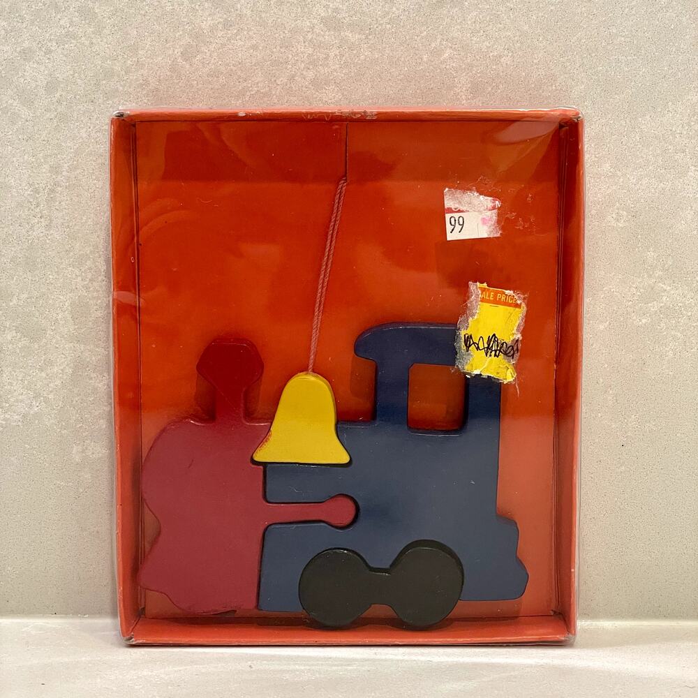 Vintage Wood Train Puzzle Ornament